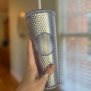 Starbucks 2019 Holiday Collection Platinum Silver Studded Bling Tumbler